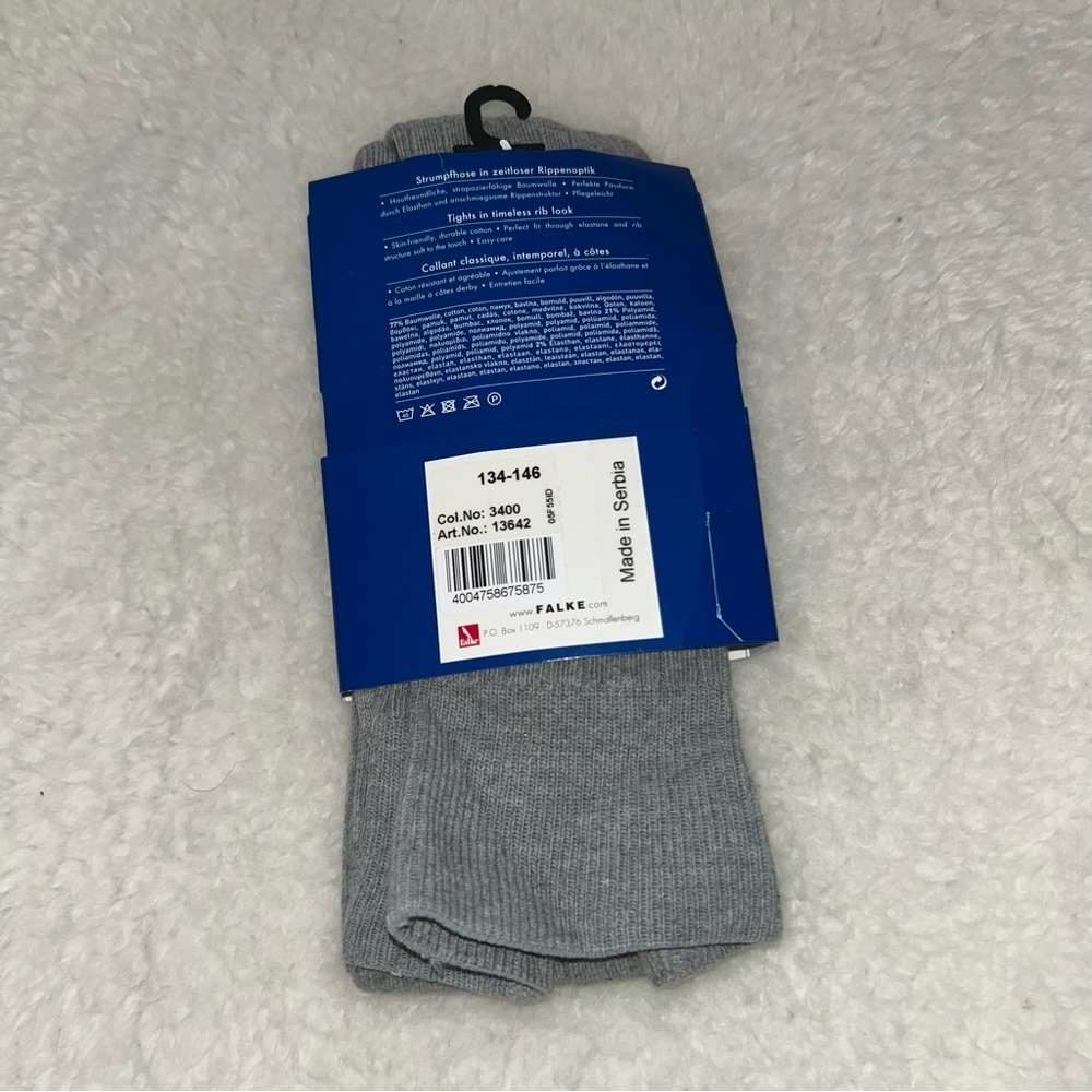 Falke Girls Grey Tights Ribbed 4-6 NEW - Picture 2 of 2